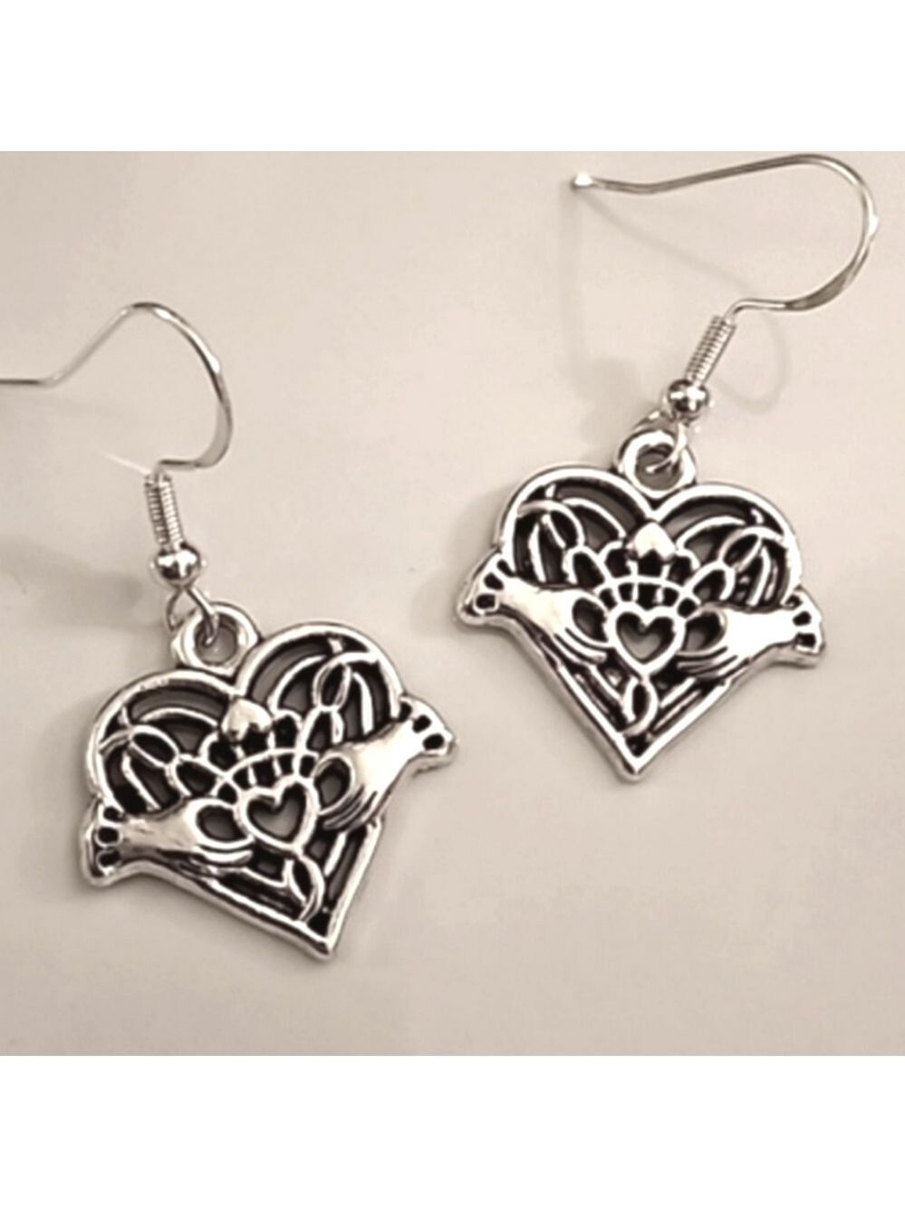CLADDAGH Heart Earrings 925S Post ZINC ALLOY charms Irish